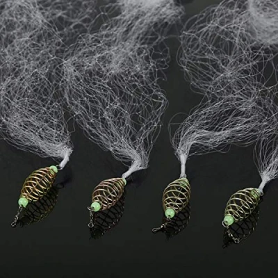 Image of Vbest life 4pcs Durable Fishing Nets, Copper Spring Net with Luminous Beads Accessories For Night Fishing(8#)