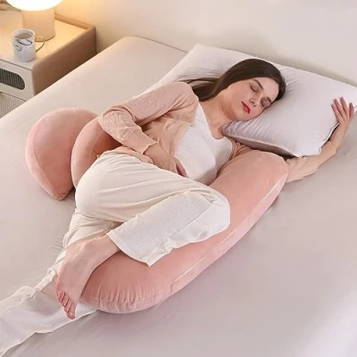 Image of SHANNA Wedge Pregnancy Pillow for Sleeping, Maternity Body Support Back, Hips, Belly, Legs, Adjustable Soft Comfort Pillow, Removable Cover(Pink)