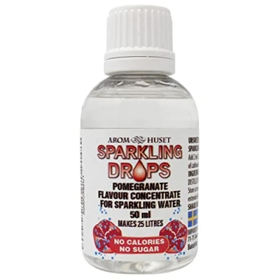 Image of Pomegranate Flavour for Sparkling Water 50ml Zero Sugar, Low Calorie &amp; No Preservatives Makes 25 Litres Just Add 2ml to 1 Litre