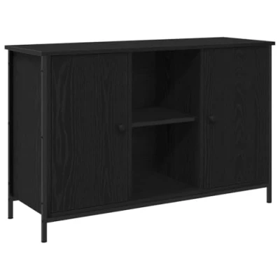 Image of vidaXL TV Cabinet/Media Console Black Oak, Engineered Wood Entertainment Center with Adjustable Shelves for Living Room