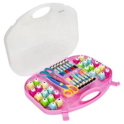 Image of EXERZ Paper Punch Set 40pcs in a Storage Box Including Punches/Craft Scissors/Color Pens Shaper, Scrapbook, Cards, Hobby Craft, DIY, Photo Album, Children’s Crafting