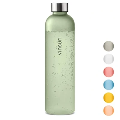 Image of VINSUN Water Bottle 650ml Green, Leak proof Flask BPA free, Tritan, Sustainable Sports Drinks for Gym, Travel, School, Cycling, Running, Work