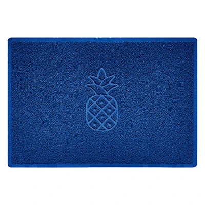 Image of Nicoman Pineapple Embossed Shape Door Mat Dirt Trapper Washable Barrier Doormat (Use Indoor or Sheltered Outdoor) (90x60cm/3x2ft,Large) Blue
