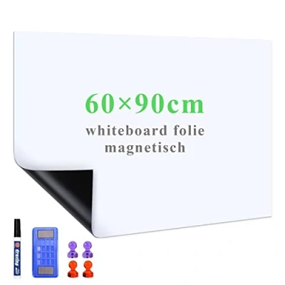 Image of Lyzzxi Magnetic Whiteboard Paper, 60 x 90cm, DIY Self Adhesive Dry Erase Board Sheets, Film Stick on Wall for Office, Home, School