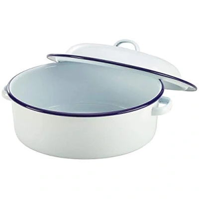 Image of Falcon N60520 Enamel Roasting Dish Roaster Self Basting with Lid 20cm Round Oven Baking Tray Casserole