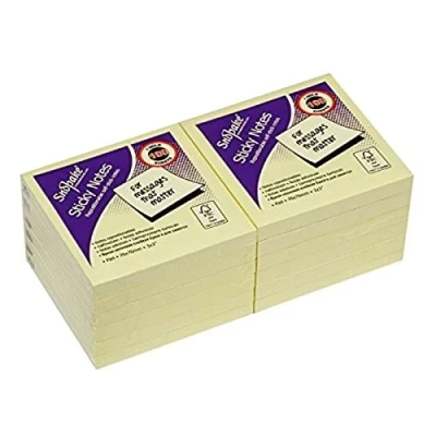 Image of Snopake 76 x mm Yellow Sticky Notes [Pack of 12, 100 Sheets per Pad] 12128