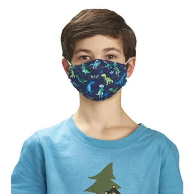 Image of Hatley Unisex Kid&#039;s Double Layer Face Mask with Ear Elastic, Sharptooth Rex, One Size