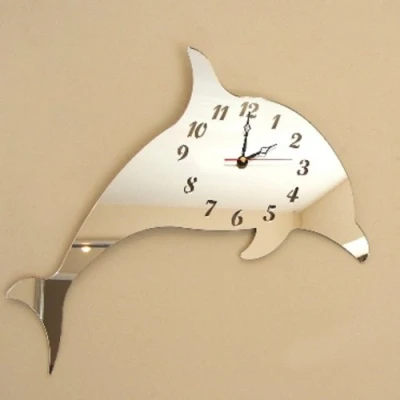 Image of Super Cool Creations Dolphin Clock Mirror 40cm x 25cm