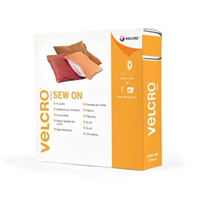 Image of VELCRO Brand Sew on Fabric Tape Cut to Length Strong Hook &amp; Loop Self Adhesive Perfect for Crafting, Clothing Repairs Hemming Blue20mm x 10m