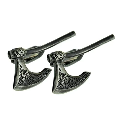 Image of Antique Finish High Detail Viking Battle Axe Cufflinks Presented in a Cufflink Box
