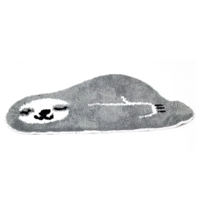 Image of Carousel Home Childrens Grey Sloth Rug Microfibre Non slip Novelty Animal Area For Kids Sleepy Girls Boys Nursery Bedroom Floor 76x41cm