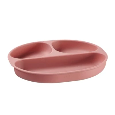 Image of Vital Baby Nourish Silicone Suction Plate Mess Free Weaning to Toddlerhood Strong Pads Divided Areas Scooped Sides BPA Blush Raspberry