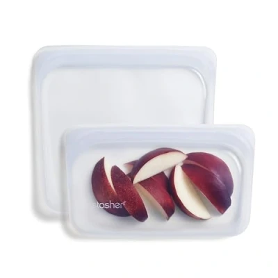 Image of Stasher Premium Silicone Reusable Food Storage Bags, 2 Pack, Clear Multi Use Lunch Bag, Travel Containers BPA free, Leak Dishwasher Safe, Eco friendly