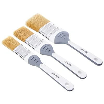 Image of Harris 102021060 Seriously Good Woodwork Stain &amp; Varnish Paint Brushes, 3 Brush Pack, 1&quot;, 1.5&quot;, 2&quot;, Grey