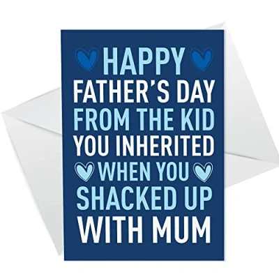Image of RED OCEAN Stepdad Funny Fathers Day Card From The Kid You Inherited Daughter Son
