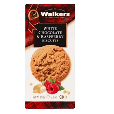 Image of Walkers White Chocolate &amp; Raspberry Biscuits 150 g (Pack of 4)