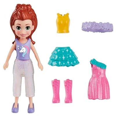 Image of Polly Pocket Lilac Shimmer &amp; Shine Fashion Pack Game Set Includes One Doll, Apparel and Additional Accessories for Girls Ages 4 Up