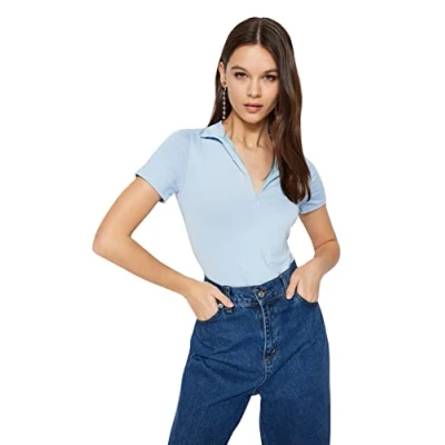 Image of Trendyol FeMan Plain Zipper detailed Thin Knit Bodysuit