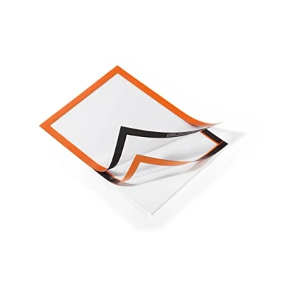 Image of Durable DURAFRAME Self Adhesive Magnetic Frame A4 Format In Orange Pack of 2 Frames Document for Professional Internal Signage