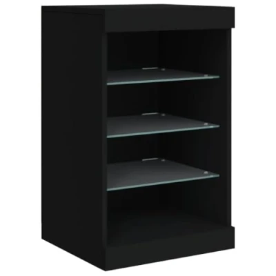 Image of vidaXL Modern Style LED Illuminated Sideboard in Black, Spacious, Decorative Display Surface, Engineered Wood Material