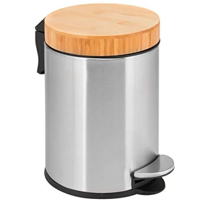 Image of bremermann Bath Bin with Bamboo Lid // Cosmetic 3 Litres, Matt Stainless Steel