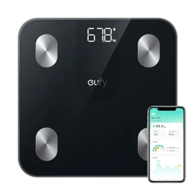 Image of eufy Scales for Body Weight, Digital Bathroom with Bluetooth, Fat Scale, 12 Measurements, Weight/Body Fat/BMI, Fitness Composition Analysis, Black, lbs/kg, Smart A1