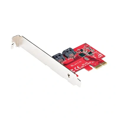 Image of StarTech.com SATA PCIE Card 2 Port Expansion 6Gbps Full/Low Profile PCI Express to Adapter/Controller ASM1061 Non Raid Converter (2P6G CARD)