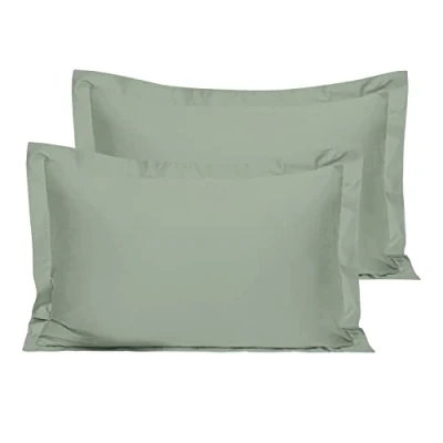 Image of Pizuna Cotton Percale Oxford King Size Pillowcases 2 Pack Sea Foam 50x90cm, 100% Long Staple Combed Pillow Cover, Weave Cases (Cotton Pack)