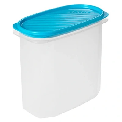 Image of TATAY Food Storage, Airtight, 2 L of Capacity, Flexible Pressure Lid, BPA free, Suitable Microwave and Dishwasher, Blue. Measures: 18,4 x 9,7 17,8 cm