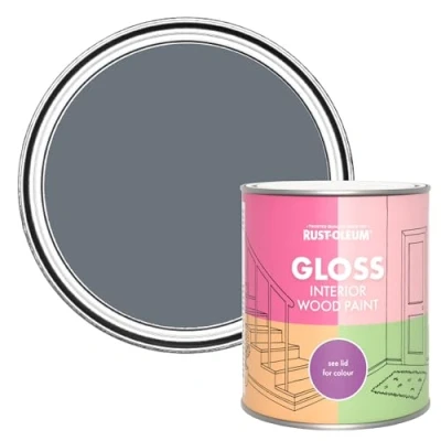 Image of Rust Oleum Grey Interior Wood Paint in Gloss Finish Marine 750ml