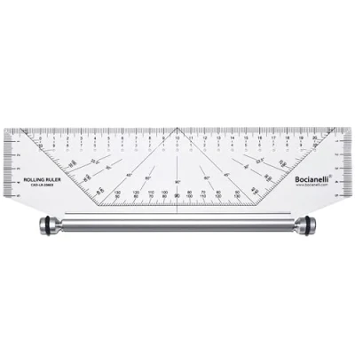 Image of Rolling Ruler 25cm Parallel Technical Drawing with Handle Architect Glider Metric Multipurpose Roller Scale 1:1