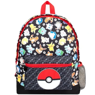 Image of Pokémon School Backpack for Boys &amp; Girls 2 Compartment Travel Rucksack Kids Adjustable Shoulder straps and Mesh Pocket