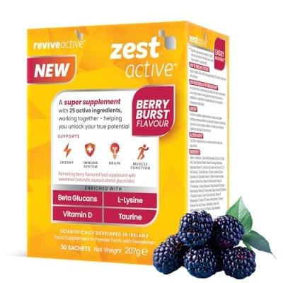 Image of Zest Active Super Supplement by Revive Advanced 25 Ingredients in One Daily Sachet Boost Supports Energy, Immune System, Brain &amp; Muscle Function 30 Day Supply