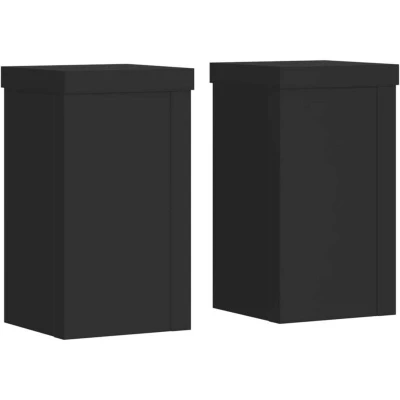 Image of vidaXL Plant Stands 2 pcs Black 10x10x18 cm Engineered Wood