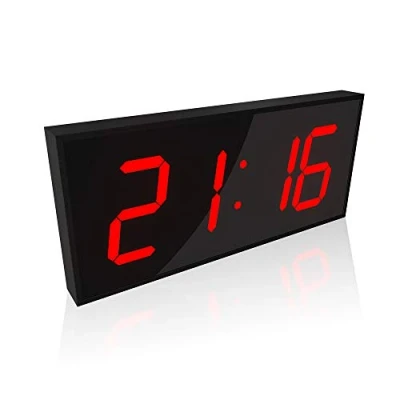 Image of Redlution Remote Control Double Sided Convex Digital Hanging Wall Clocks with Date, Temperature, Countdown for Home/Hotel/School (Red)