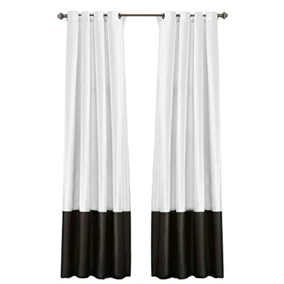 Image of Lush Decor Gray Prima Window Curtains Panel Set for Living, Dining Room, Bedroom (Pair), 54 x 84 inch, 54&quot; W 95&quot; L, White &amp; Black
