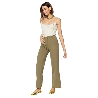 Image of Trendyol FeMan Basics Normal Waist Wide Leg Trousers Light Khaki