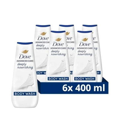 Image of Dove Advanced Care Deeply Nourishing Body Wash Cleanser shower gel with skin natural nutrients for instantly lotion soft 6x 400 ml