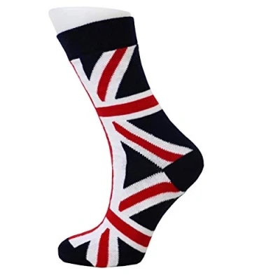 Image of Men&#039;s Calf Socks Union Jack British Flag Design Cotton Rich PACK 6