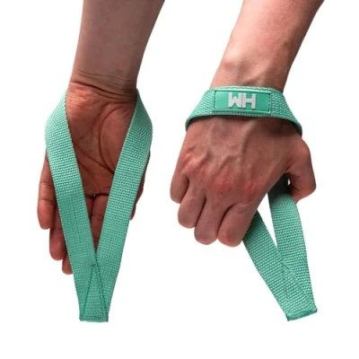 Image of Weightlifting House Wrist Straps for Olympic Weight Lifting, Bodybuilding, Snatch, Pulls and Deadlifts. Lifting Workout Wraps Men &amp; Women. (Mint)