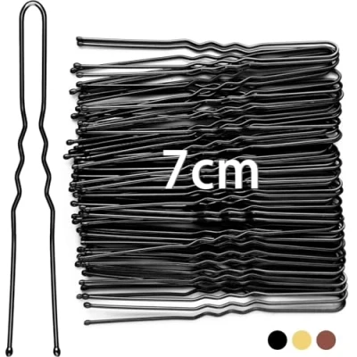 Image of Mbsomnus 7cm Hair Pins for Buns, 50pcs Bobby Black, U Shaped Women Girls, Grips Thick Hair, Styling Accessories Wedding Salon Home Use (Black, 2.76 Inch)