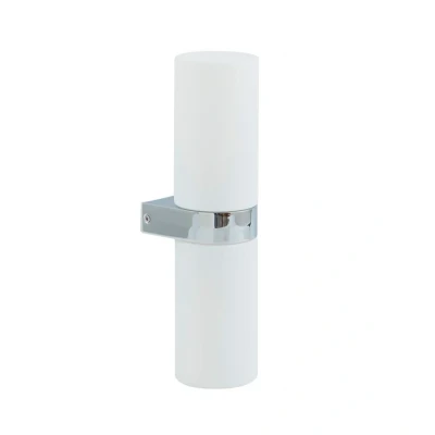 Image of Lucande Basolo bathroom wall light, chrome, height 31.5 cm, glass