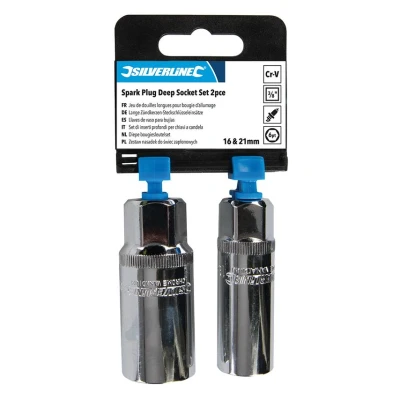Image of Silverline Spark Plug Deep Socket Set 2pce 3/8&quot;