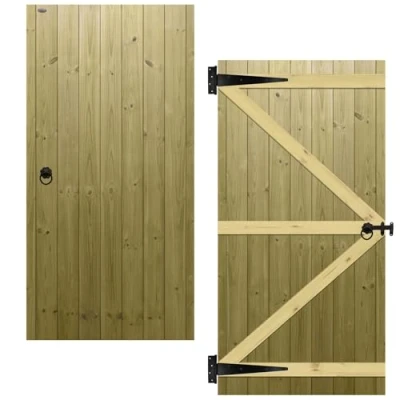 Image of Tongue &amp; Groove Interlocking Semi Braced Flat Top Pedestrian Side Garden Gate Height: 6ft (180cm) x Width: 90 cm Supplied with the Ring Latch Hinge Pack and Bolt