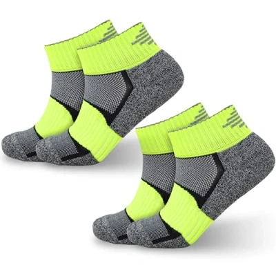 Image of Towelogy Womens Anti Blister Running Socks Protective Quarter Length Ankle Cushioned Sports UK Size 4 7 (UK, Numeric, 4, 7, Regular, Neon)
