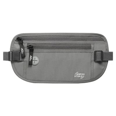 Image of MoKo Secure Money Belt for Travel, RFID Block Undercover Hidden Travel Wallet Men Women, Grey
