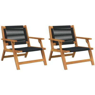 Image of vidaXL Garden Chairs 2 pcs Black 67x77x73 cm Solid Wood Acacia
