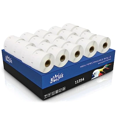 Image of RINKLEE 11354 S0722540 Label Rolls Compatible with DYMO LabelWriter 4XL 450 400 330 320 310 Duo/Turbo/Twin Turbo Seiko SLP 430 420 410 200 100 57 x 32 mm 20 Pack