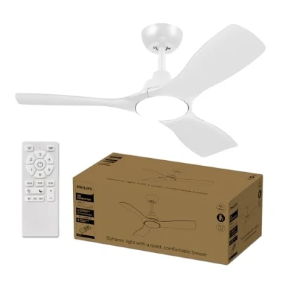 Image of Philips Fixed Blade Fan Ceiling, 3 Blades, small (42&quot;) 28W LED Light, DC Motor, Color Temperature Range (3000 K, 4300 6500 K) with Dimming Function, Remote Included
