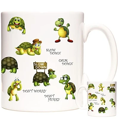Image of Tortoise Mug. Slow Down. Pictures on 11oz Ceramic Coffee Mug/Tea Cup. gift for Fans, Inspirational mug